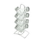 Conjunto C/suporte Porta Temperos Vidro Aço Cromado 8pcs Lyor