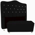 Conjunto Cabeceira Atena E Baú Casal 140 Cm Suedee Preto