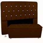 Conjunto Cabeceira E Baú Casal Grécia 140 Cm Corino Marrom