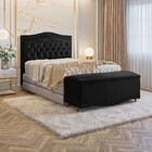 Conjunto Cabeceira E Calçadeira Holanda 1,95 Cm Veludo 2.0 St