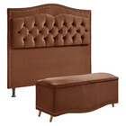 Conjunto Cabeceira E Calçadeira Holanda 1,95 Cm Veludo 2.0 St