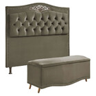 Conjunto Cabeceira E Calçadeira Holanda 1,95 Cm Veludo Star C