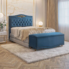 Conjunto Cabeceira E Calçadeira Holanda 1,95 Cm Veludo Star C