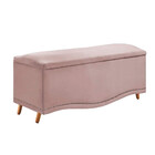 Conjunto Cabeceira E Calçadeira Holanda 140 Cm Veludo Rosê Sp