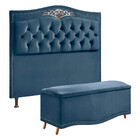 Conjunto Cabeceira E Calçadeira Holanda 160 Cm Veludo Luxor A