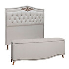 Conjunto Cabeceira E Calçadeira Holanda 90cm Linho Star Confo