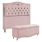 Conjunto Cabeceira E Calçadeira Holanda 90cm Veludo Star Conf