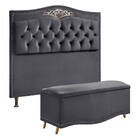 Conjunto Cabeceira E Calçadeira Holanda 90cm Veludo Star Conf
