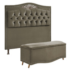 Conjunto Cabeceira E Calçadeira Holanda Casal King Size 195 C