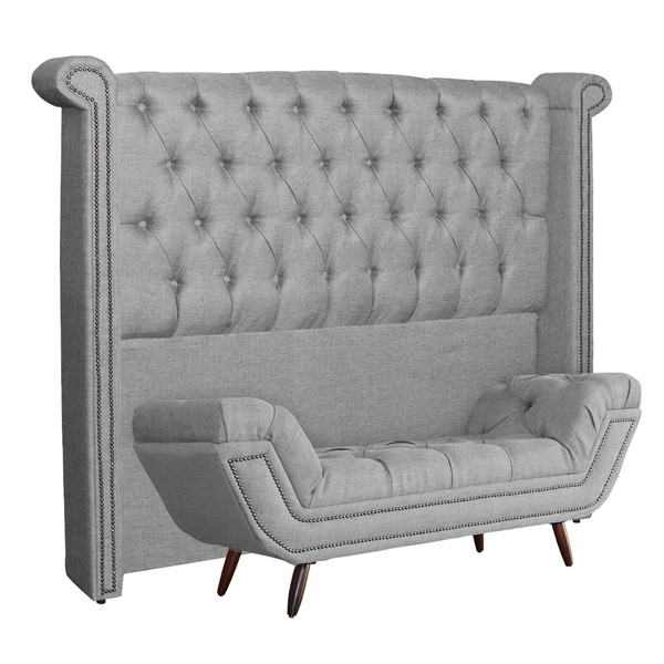 Conjunto Cabeceira E Calçadeira Sienna Linho Cores - Ds Estof