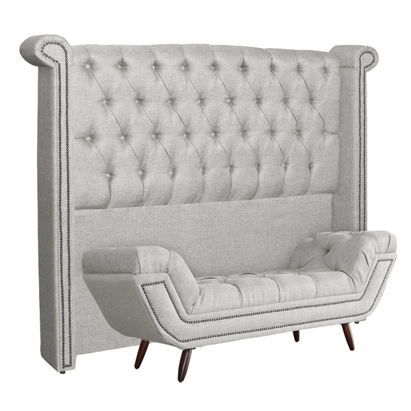 Conjunto Cabeceira E Calçadeira Sienna Linho Cores - Ds Estof