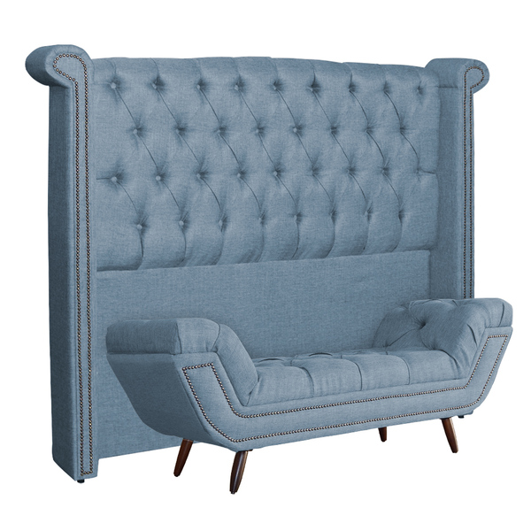 Conjunto Cabeceira E Calçadeira Sienna Linho Cores - Ds Estof