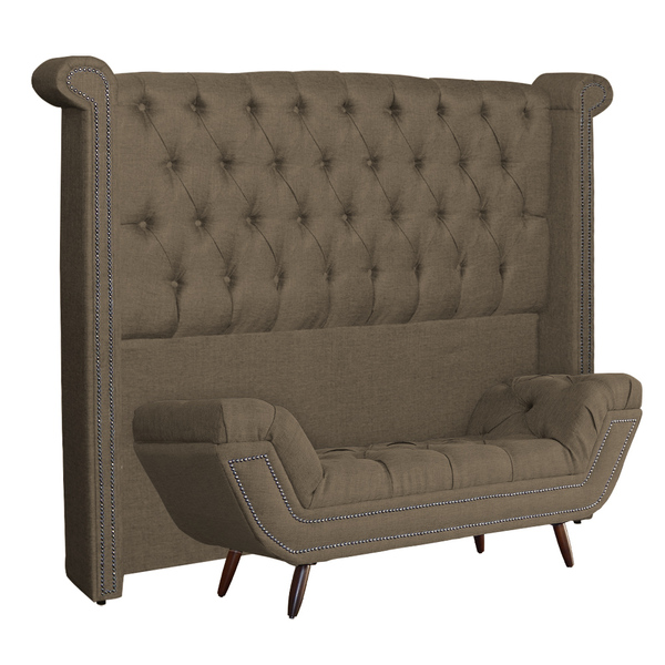 Conjunto Cabeceira E Calçadeira Sienna Linho Cores - Ds Estof