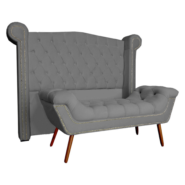 Conjunto Cabeceira E Calçadeira Sienna Luxo Suede Cores - Ds