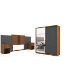 Conjunto Cabeceira E Guarda Roupa Casal Com Espelho Napolis A