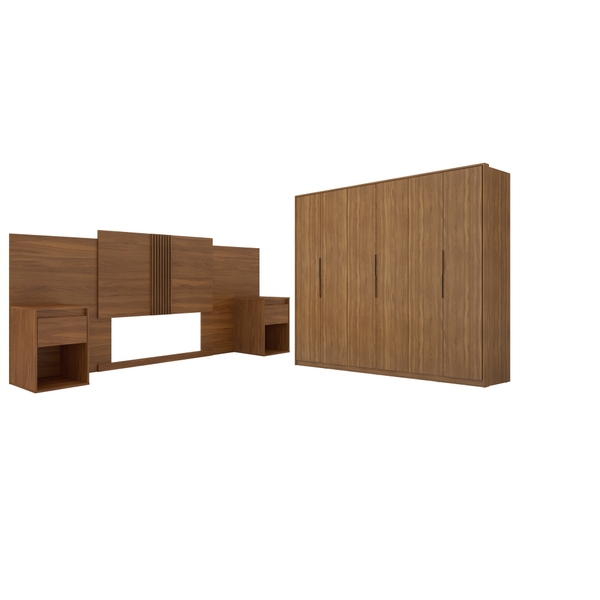 Conjunto Cabeceira E Guarda Roupa Casal Milao Amendola