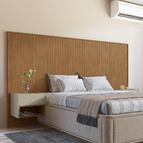 Conjunto Cabeceira E Mesa De Cabeceira Florença King Cedro