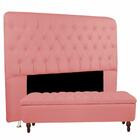Conjunto Cabeceira E Recamier Solteiro Bia 90 Cm Suedee Rose