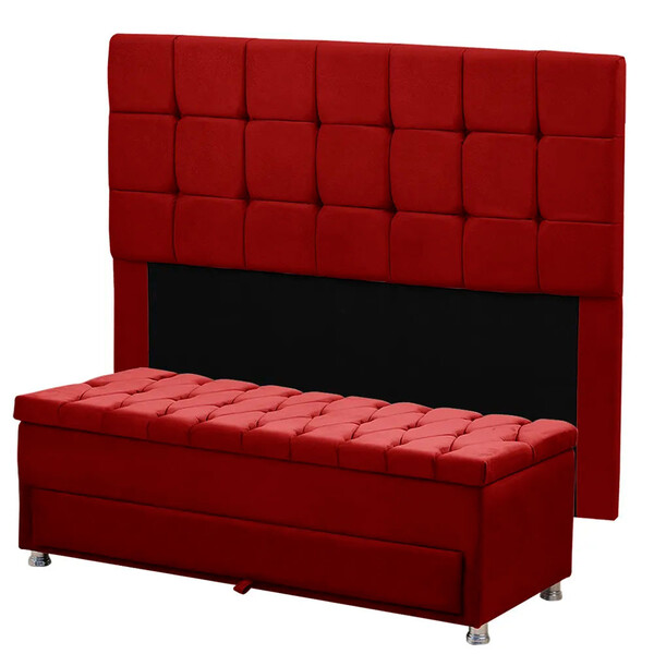 Conjunto Cabeceira Julia + Calçadeira Munique 160cm Veludo St