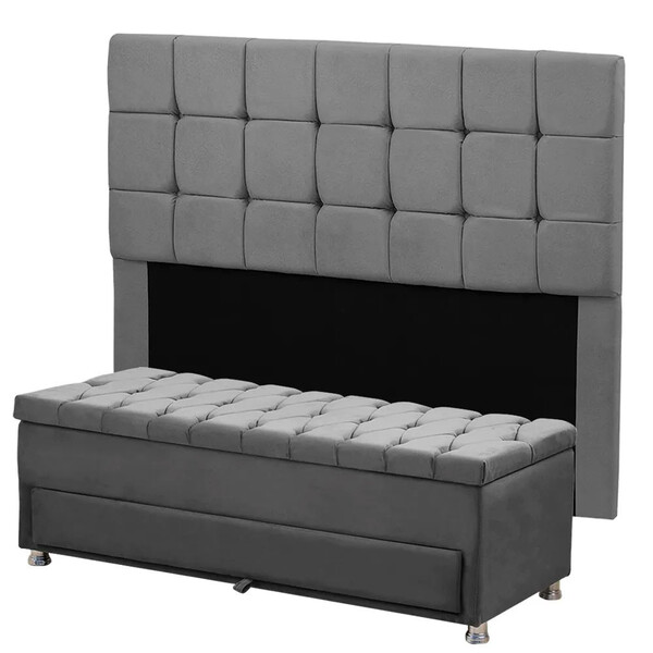 Conjunto Cabeceira Julia + Calçadeira Munique 160cm Veludo St