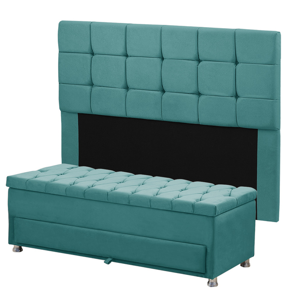 Conjunto Cabeceira Julia + Calçadeira Munique 1 60 Veludo - S