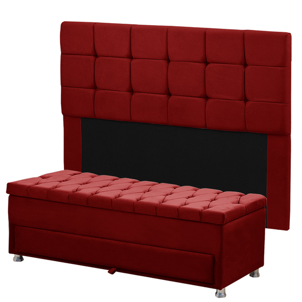 Conjunto Cabeceira Julia + Calçadeira Munique 1 60 Veludo Ver