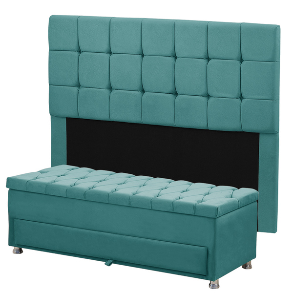 Conjunto Cabeceira Julia + Calçadeira Munique 1 95 Veludo Tur