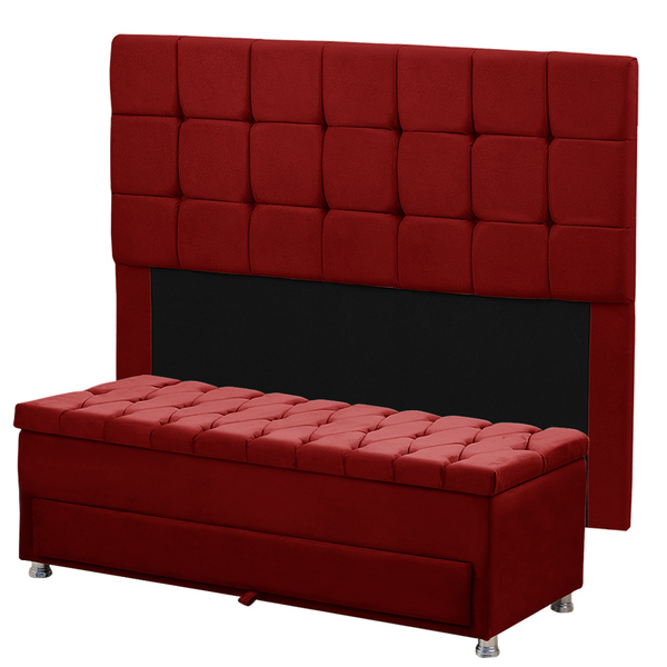 Conjunto Cabeceira Julia + Calçadeira Munique 1 95 Veludo - V