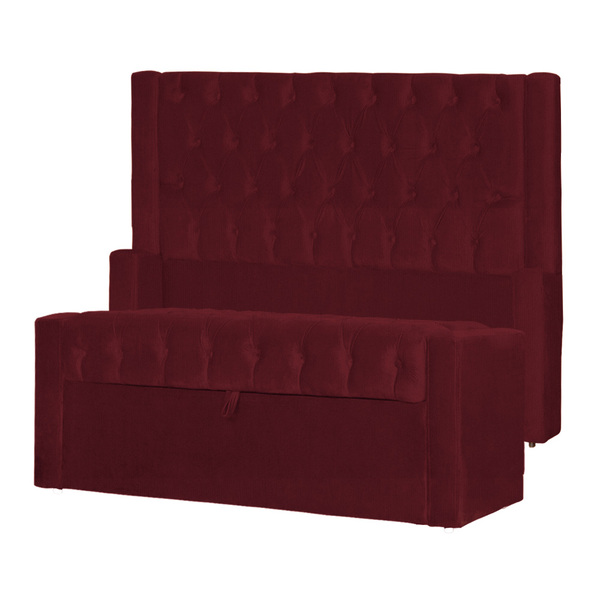 Conjunto Cabeçeira Mais Calçadeira Baú Emma Suede Cores - Ds