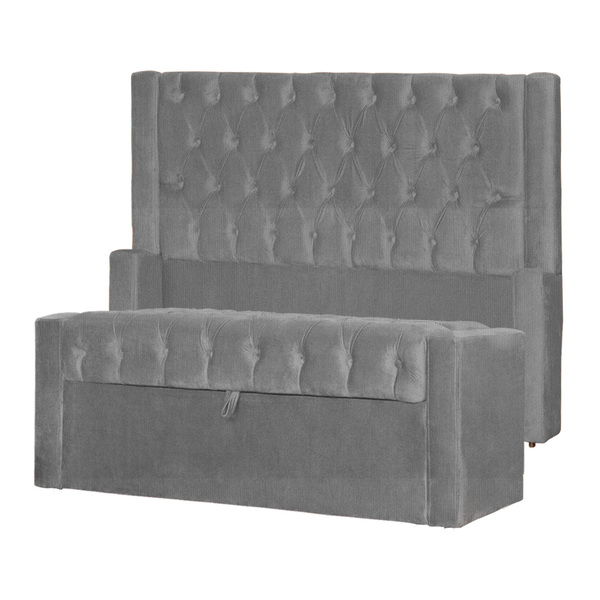 Conjunto Cabeçeira Mais Calçadeira Baú Emma Suede Cores - Ds