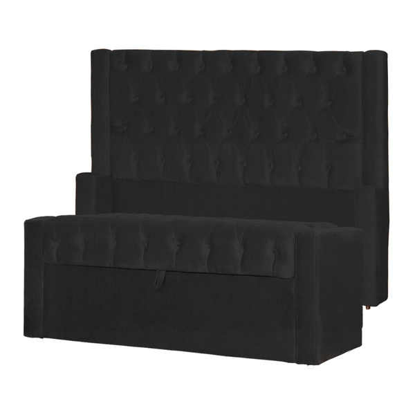 Conjunto Cabeçeira Mais Calçadeira Baú Emma Suede Cores - Ds