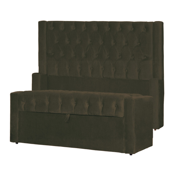 Conjunto Cabeçeira Mais Calçadeira Baú Emma Suede Cores - Ds