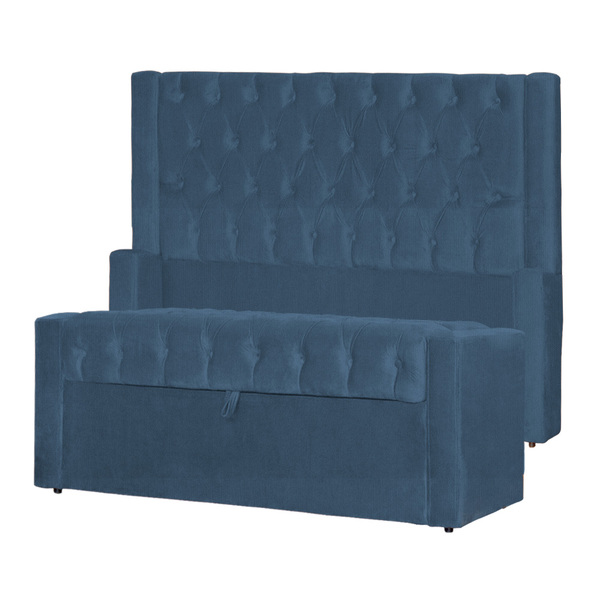 Conjunto Cabeçeira Mais Calçadeira Baú Emma Suede Cores - Ds