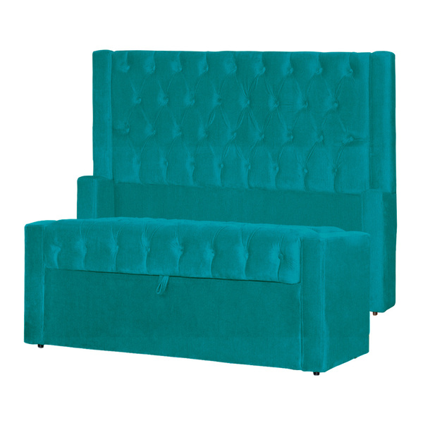 Conjunto Cabeçeira Mais Calçadeira Baú Emma Suede Cores - Ds