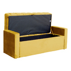 Conjunto Cabeceira Mais Calçadeira Baú Emma Veludo Cores - Ds