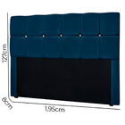 Conjunto Cabeceira Mila + Calçadeira Munique 195cm Veludo Azu