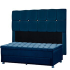 Conjunto Cabeceira Mila + Calçadeira Munique 195cm Veludo Azu