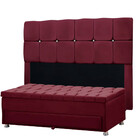 Conjunto Cabeceira Mila + Calçadeira Munique 195cm Veludo Vin