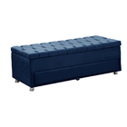 Conjunto Cabeceira Mila + Calçadeira Munique 1 40 Veludo Azul