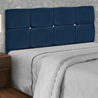 Conjunto Cabeceira Mila + Calçadeira Munique 1 40 Veludo Azul