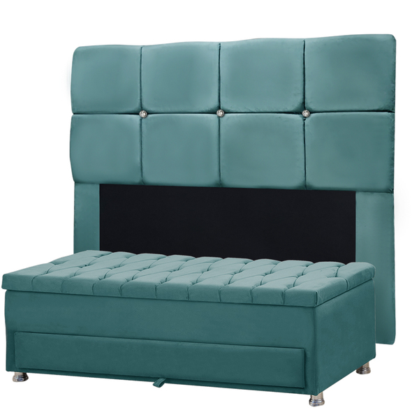 Conjunto Cabeceira Mila + Calçadeira Munique 1 40 Veludo - Vs