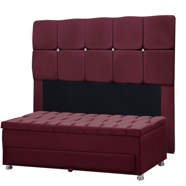 Conjunto Cabeceira Mila + Calçadeira Munique 1 60 Veludo - Sh