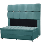 Conjunto Cabeceira Mila + Calçadeira Munique 1 60 Veludo Turq