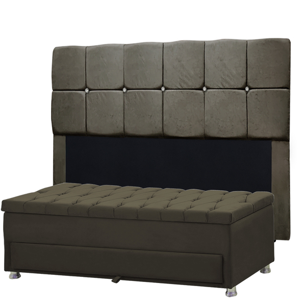 Conjunto Cabeceira Mila + Calçadeira Munique 1 95 Veludo - Sh