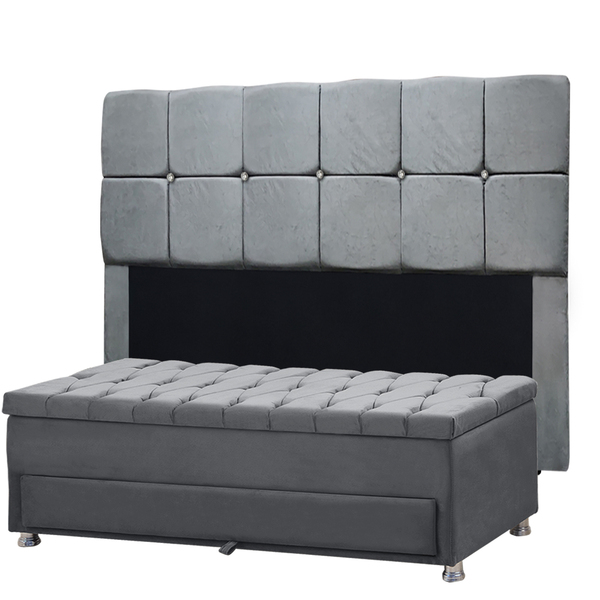 Conjunto Cabeceira Mila + Calçadeira Munique 1 95 Veludo - Vs