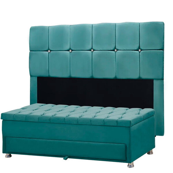 Conjunto Cabeceira Mila + Calçadeira Munique Veludo 160cm Sta