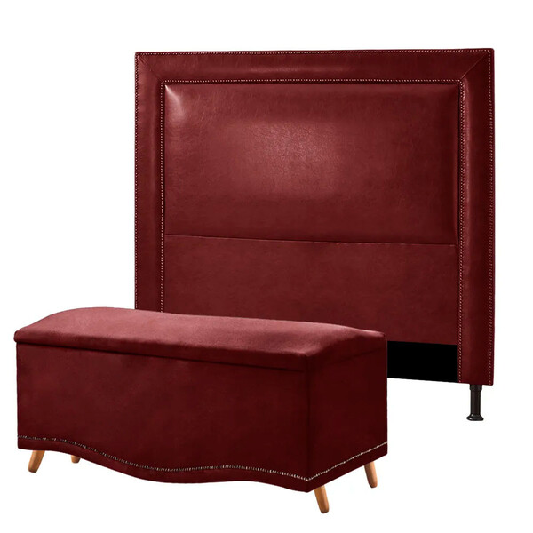 Conjunto Cabeceira New York + Calçadeira Holanda 160cm Materi