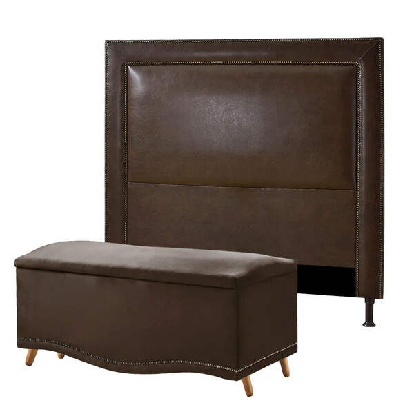 Conjunto Cabeceira New York + Calçadeira Holanda Material Sin