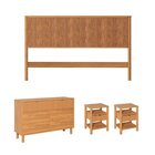 Conjunto Cabeceira Queen Com 2 Mesas De Cabeceira E Cômoda Oi