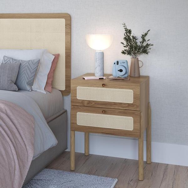 Conjunto Cabeceira Solteiro 90cm E Mesa De Cabeceira 2 Gaveta